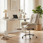 HOMCOM Criss Cross Office Chair with Footrest and Wide Seat - Light Grey-Colour: Light Grey
