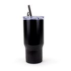 Gry Mattr Travel Mug with Straw - 700mL - Black-Clear Lid