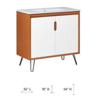 Modway Energize 36" Bathroom Vanity - Cherry-White-White-Ceramic Sink Basin with 8" Centerset Holes