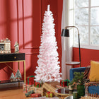 HOMCOM 6' Snow-Flocked Pencil Artifical Christmas Tree - Pink-Realistic plastic branches provide a complete and lush look 