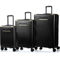 Champs Luxe 3-Piece Luggage Set - Black-Expansion System on all cases