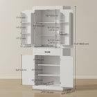 HOMCOM 72" H Kitchen Pantry Cabinet with Barn Doors - White-Three-level adjustable shelf customizes space for items of various heights 
