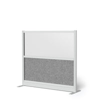 Luxor Modular Wall - 53" W x 48" H - Wide Grey Frame, Frosted Acrylic, Cool Grey PET-Creates semi permanent privacy in shared spaces
