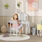 Qaba Kids Vanity Set Dressing Table with Tri-Folding Mirror, Chair - White-Mirror for safety and dual-use functionality
