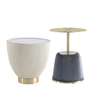 Manhattan Comfort Anderson Modern Leatherette Upholstered End Table - Cream and Grey - Set of 2-Modern End Table Set of 2 for Living Room Use