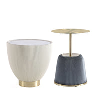Manhattan Comfort Anderson Modern Leatherette Upholstered End Table - Cream and Grey - Set of 2-Modern End Table Set of 2 for Living Room Use