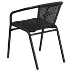 Flash Furniture Black Rattan Indoor-Outdoor Restaurant Stack Chair-Integrated Arms