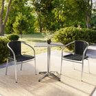 Flash Furniture 23.5'' Square Aluminum Indoor-Outdoor Table with 2 Black Rattan Chairs (TLH-ALUM-24SQ-020BKCHR2-GG)-23.50"W x 23.50"D x 27.50"H
