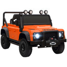 Qaba 12V Land Rover Licensed Kids Ride on Jeep Truck - Orange-Licensed Land Rover Defender ride-on car offers realistic truck design 