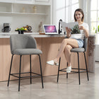 HOMCOM 27" Counter Height Modern Bar Stools with Back - Dark Grey - 2 Pack-Steel legs with adjustable foot pads keep stable on uneven floors
