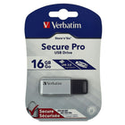 Verbatim Store 'n' Go Secure Pro 16 GB USB 3.0 Flash Drive - Silver-USB interface: USB 3.0