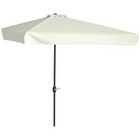 Outsunny Half Patio Umbrella with Crank and Vent - 7.5' - Cream White-Practical parasol to provide more shade
