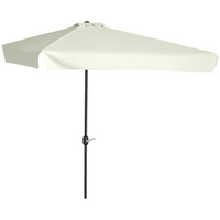 Outsunny Half Patio Umbrella with Crank and Vent - 7.5' - Cream White-Practical parasol to provide more shade