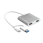j5Create USB-C to Dual HDMI Multi-Monitor Adapter - Silver-Easily add two HDMI™ video outputs though a single USB-C port