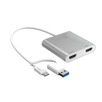 j5Create USB-C to Dual HDMI Multi-Monitor Adapter - Silver-Easily add two HDMI™ video outputs though a single USB-C port