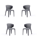 Manhattan Comfort Conrad 20.47" Mid-Century Modern Woven Tweed Upholstered Dining Chair - Grey - Set of 4-Mid-Century Modern Dining Chair for Dining Room Use. Set of 4