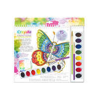Crayola Creations Colour Theory Watercolour Set-WHAT'S INCLUDED: This kit includes 15 watercolour pages, 8 count watercolour tray, 2 paintbrushes, zipper pouch and instruction guide