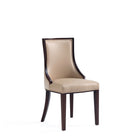 Manhattan Comfort Grand 18.5" Traditional Faux Leather and Velvet Upholstered Dining Chair - Tan - Set of 4-Standard 4-Leg Base