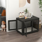 PawHut 37" L Pet Crate End Table with Water-Resistant Cushion and Double-Door - Black-Two doors make it easy to enter and exit 