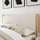 Modway Maven Queen Size Fabric Upholstered Platform Bed - Ivory Oak-Upholstered Headboard and Footboard