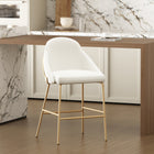 Manhattan Comfort Gracie 22" Modern Leatherette Upholstered Counter Stool - White and Gold-Frame and Legs Features Choice of Fully Welded Black Steel or Gold Stainless Steel