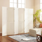 HOMCOM 6-Panel Freestanding Room Divider with Pegboard Panel for Indoor Bedroom Office - White-Unfolded Dimension: 94.5" W x 0.7" D x 66.9" H (240 x 1.8 x 170 cm) 
