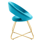 Modway Nouvelle Performance Velvet Dining Chair - Gold/Blue - 2 Pack-Sturdy Gold Metal Frame