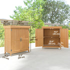 Outsunny Outdoor Wood Garden Tool Shed with Hinged Roof - Natural Wood-2-tier shelf provides lots of space for storing and organising various garden tools and accessories 