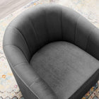Modway Prospect Performance Velvet Swivel Armchair - Charcoal-Rotating Swivel Base