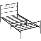 HOMCOM Twin Size Metal Platform Bed Frame with Headboard - Black-Non-squeaky structure provides you with a quality sleeping atmosphere