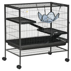 PawHut 33" H 3-Tier Small Animal Cage with Hammock-Rolls on wheels for easy moving 