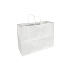 Eddie's Recycled Shopper Paper Bag - 16" x 6" x 12" - White - 100 Pack-Our white kraft paper shoppers are 120 gsm
