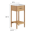 Modway Zaire 18" Bathroom Vanity - Natural/White-Fixed Drawer