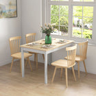 HOMCOM Farmhouse Kitchen Table with Wood Frame for Dining Room - Natural Wood-Four-seater size, perfect for your kitchen and dining spaces