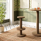 Modway Neo 15" Round Patio Wood Bar Stools - Cocoa Brown-Double Lip Edge