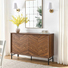 Modway Harper Chevron 59" Sideboard - Walnut-Powder-Coated Metal Base