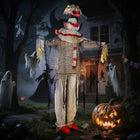 Outsunny 68" Life-Size Animated Pumpkin Clown Halloween Decoration-Sound-activated pumpkin clown head pops up and slowly lowers with the music 