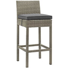 Modway Conduit Outdoor Patio Wicker Rattan Bar Stool - Light Gray Charcoal-Modern Outdoor Bar Stool