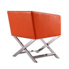 Manhattan Comfort Hollywood 25.6" Contemporary Faux Leather Upholstered Accent Chair - Orange and Polished Chrome-Weight Capacity: 300 Lbs. Seat Height: 18.3" Arm Frame Length: 26.18
