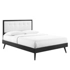 Modway Willow Wood Full Platform Bed with Splayed Legs - Black/White-Full Platform Bed Frame