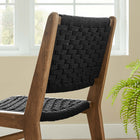 Modway Saoirse Woven Rope Wood Dining Side Chair - Walnut/Black - 2 Pack-Foot Pads for Floor Protection