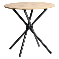 Homy Casa 31.5"W Round Multifunctional Conference Table - Oak-Modern round dining table made with oak wood finish and a strong metal frame for durability and style