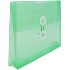 JAM Paper Plastic Envelopes with Button and String Tie Closure, Index Booklet, 5.25 x 7.5, Green Poly, 24 Pack (920B1grg)-Opening: booklet