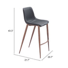 Zuo Magnus Barstool - Black/Walnut - Set of 2-3 year limited warranty