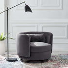 Modway Relish Performance Velvet Swivel Chair - Black Grey-Performance Velvet Upholstery