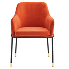Modway Jovi Performance Velvet Dining Armchair - Black/Orange-Chair Weight Capacity: 331 lbs.