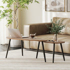 HOMCOM Nesting Coffee Tables with Steel Legs - Brown - 2 Pack-Waterdrop-shaped tabletops add unique charm