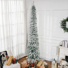 HOMCOM 9' Artificial Christmas Tree with Realistic Branches - Green-Pencil shape don't take up much floor or table space, suitable for small rooms or a second Christmas tree in an entryway 