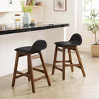 Modway Juno Wood Counter Stool - Brown - Set of 2-Faux Leather Seats