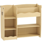 Qaba Kids Bookshelf and Toy Storage Organizer with Open Display - Natural-Features 3 shelves and 4 cubbies, keeping books and toys organized
